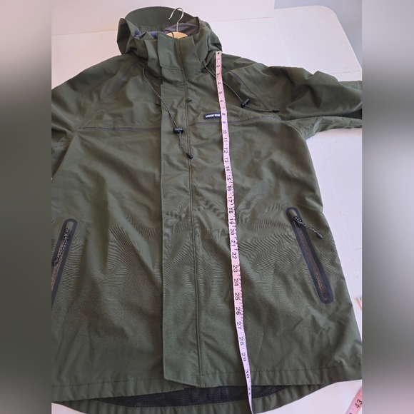 Lands' End Men's Green Full Zip Nylon Hooded Anorak Long Jacket Size Medium - Picture 12 of 17